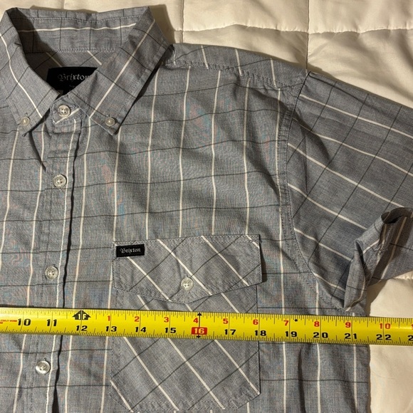 Brixton Blue Plaid Button Down Short Sleeve Shirt - Picture 5 of 9